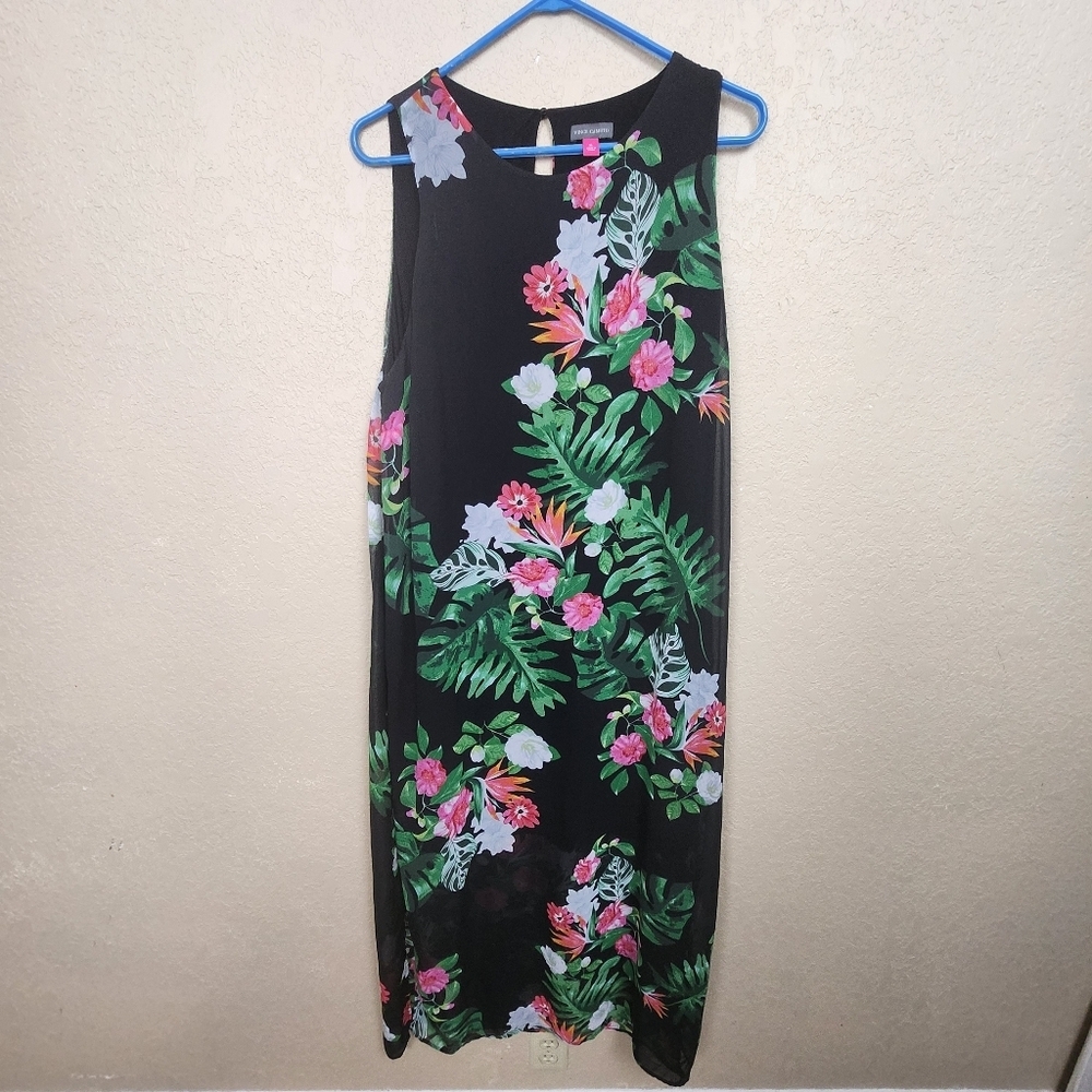 Vince Camuto Pink and Green Floral Sleeveless Dress XL (7429)
